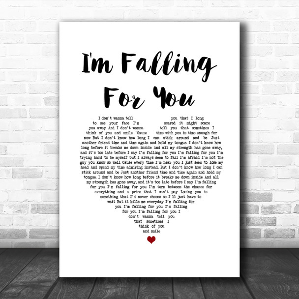 Chester See I'm Falling For You White Heart Song Lyric Music Art Print