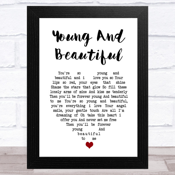 Elvis Presley Young And Beautiful White Heart Song Lyric Music Art Print