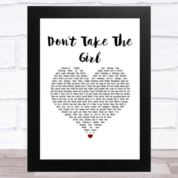 Tim McGraw Don't Take The Girl White Heart Song Lyric Music Art Print
