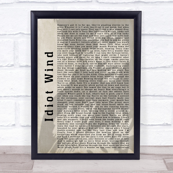 Bob Dylan Idiot Wind Shadow Song Lyric Music Wall Art Print