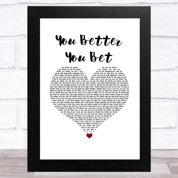 The Who You Better You Bet White Heart Song Lyric Music Art Print