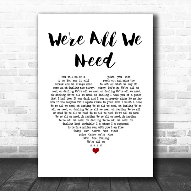 Above & Beyond feat. Zoë Johnston We're All We Need White Heart Song Lyric Music Art Print