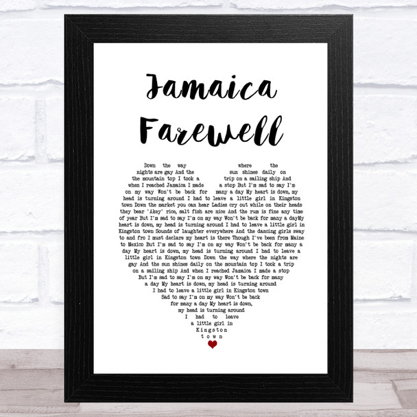 Harry Belafonte Jamaica Farewell White Heart Song Lyric Music Art Print