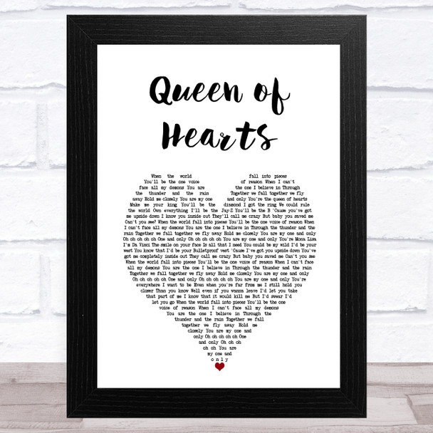 We The Kings Queen of Hearts White Heart Song Lyric Music Art Print