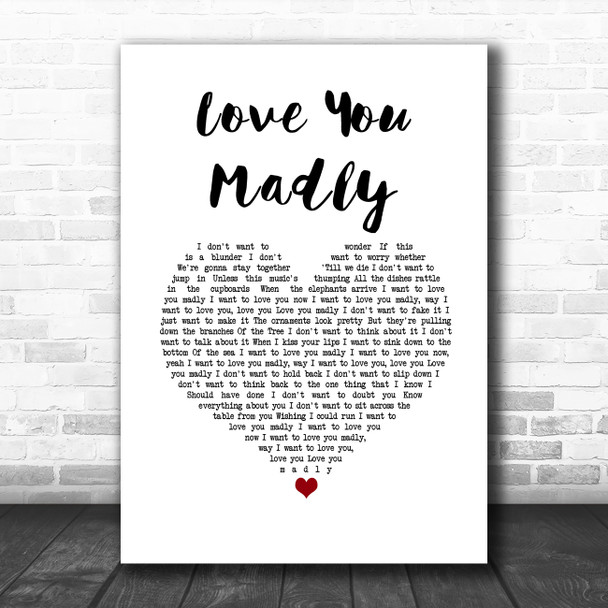 Cake Love You Madly White Heart Song Lyric Music Art Print