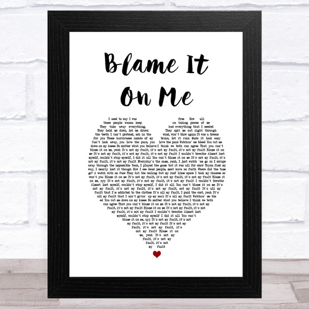 Post Malone Blame It On Me White Heart Song Lyric Music Art Print Post Malone Blame It On Me White Heart Song Lyric Music Art Print