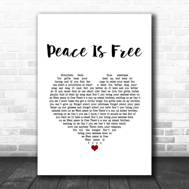 Black Stone Cherry Peace Is Free White Heart Song Lyric Music Art Print