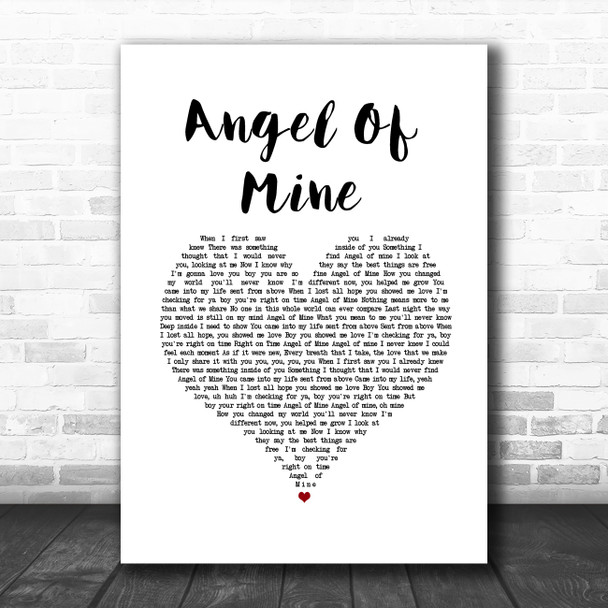 Monica Angel Of Mine White Heart Song Lyric Music Art Print