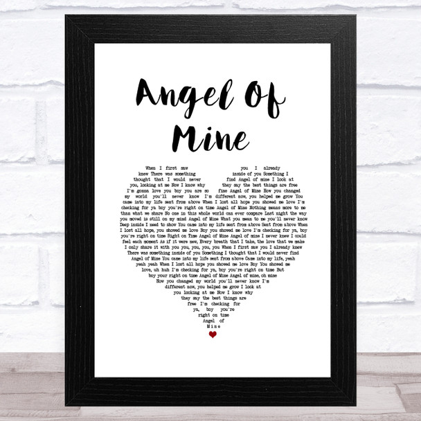 Monica Angel Of Mine White Heart Song Lyric Music Art Print