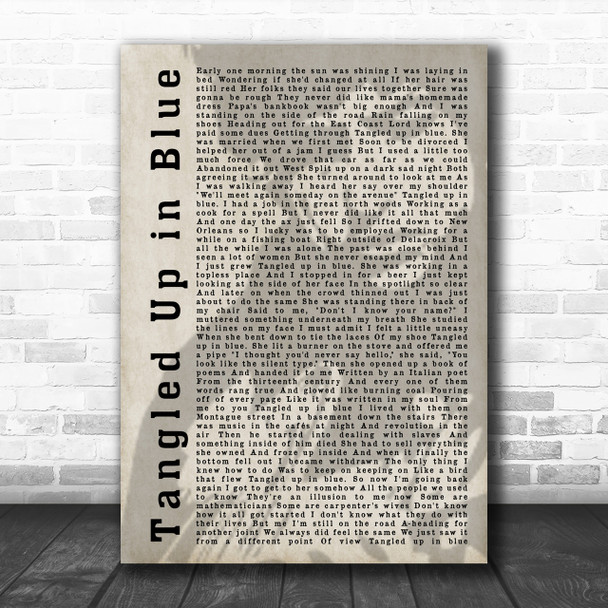 Bob Dylan Tangled Up in Blue Shadow Song Lyric Music Wall Art Print