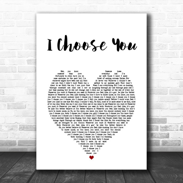 Paris I Choose You White Heart Song Lyric Music Art Print