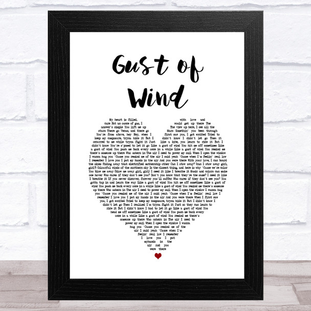 Pharrell Williams Gust of Wind White Heart Song Lyric Music Art Print