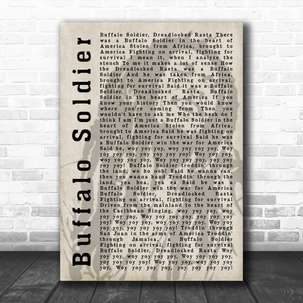 Bob Marley Buffalo Soldier Shadow Song Lyric Music Wall Art Print