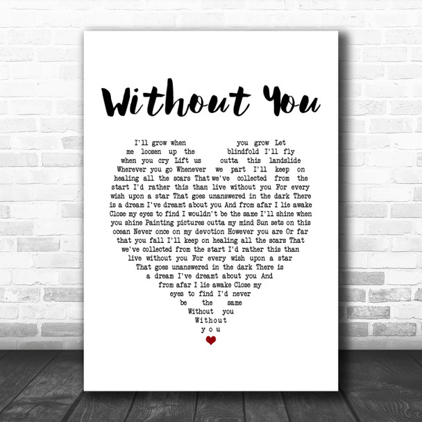 Eddie Vedder Without You White Heart Song Lyric Music Art Print
