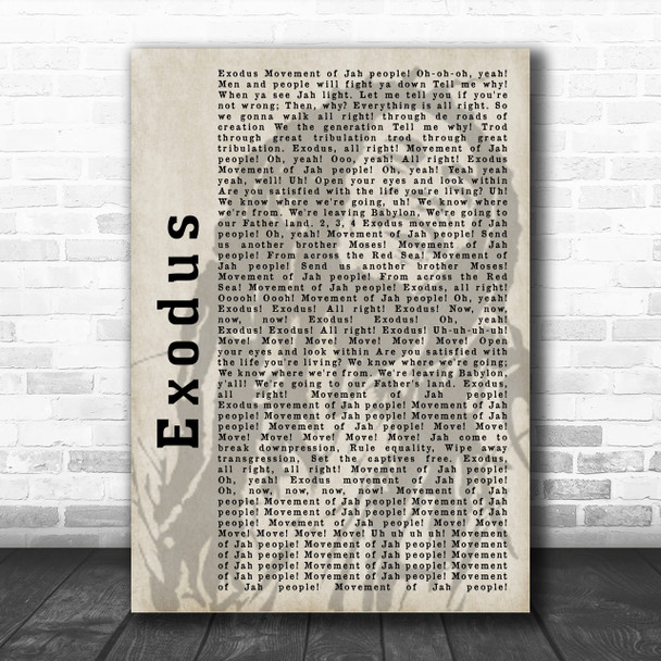 Bob Marley Exodus Shadow Song Lyric Music Wall Art Print