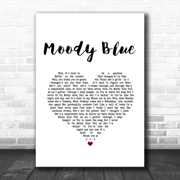 Elvis Presley Moody Blue White Heart Song Lyric Music Art Print