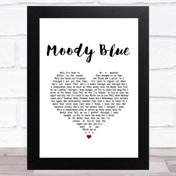 Elvis Presley Moody Blue White Heart Song Lyric Music Art Print