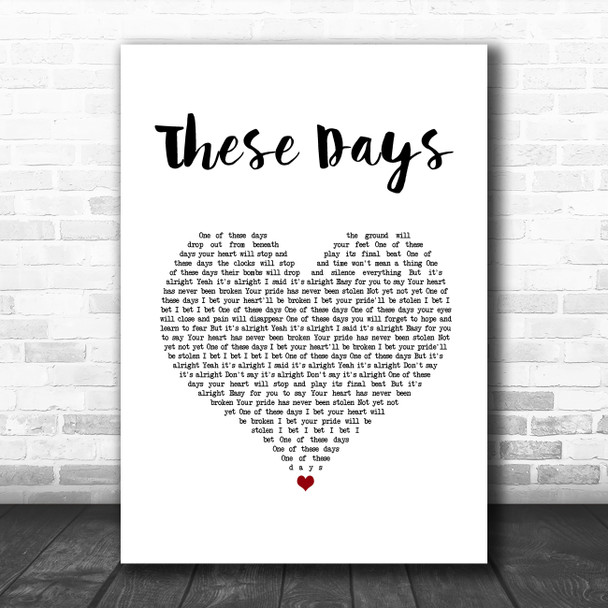 Foo Fighters These Days White Heart Song Lyric Music Art Print