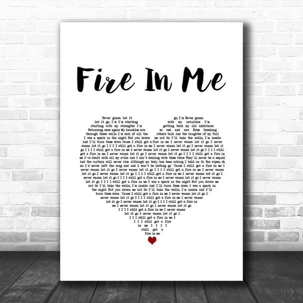 John Newman Fire In Me White Heart Song Lyric Music Art Print