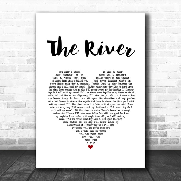 Garth Brooks The River White Heart Song Lyric Music Art Print