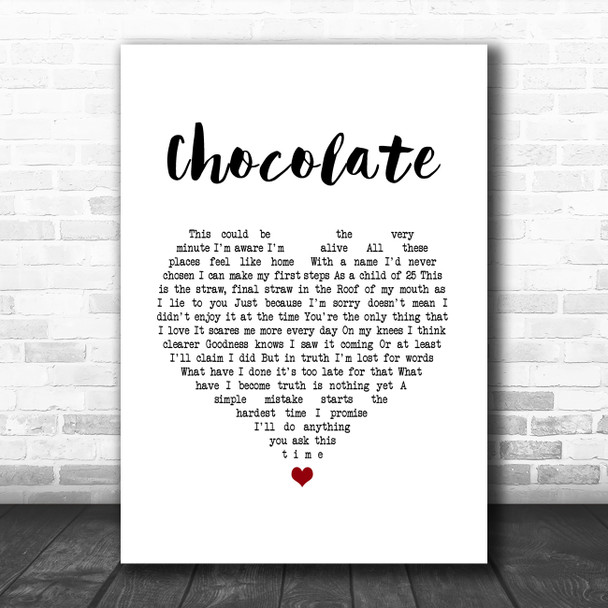 Snow Patrol Chocolate White Heart Song Lyric Music Art Print