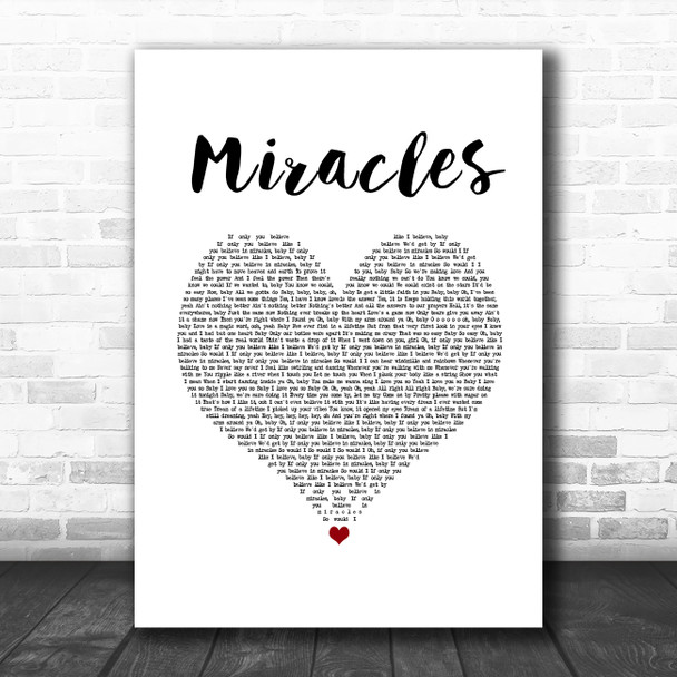 Jefferson Starship Miracles White Heart Song Lyric Music Art Print