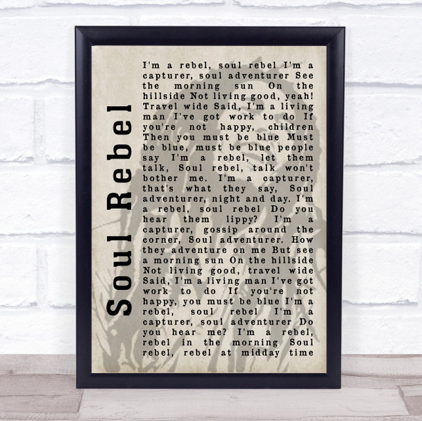 Bob Marley Soul Rebel Shadow Song Lyric Music Wall Art Print