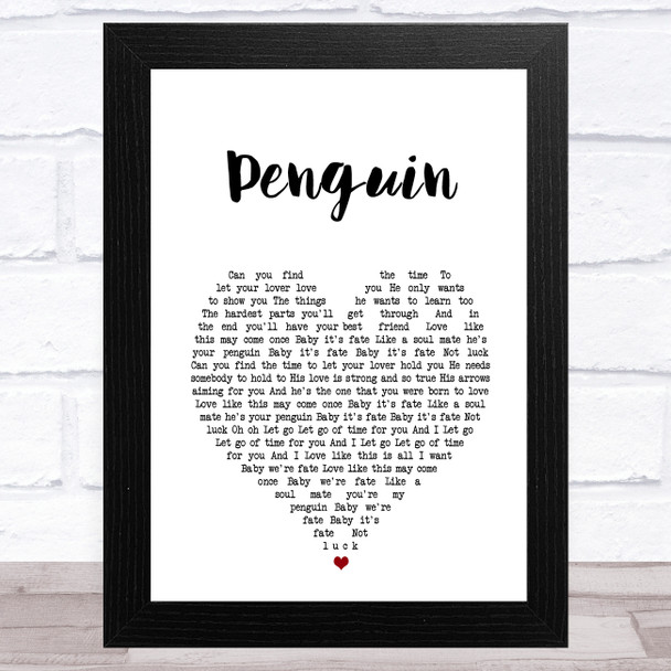 Christina Perri Penguin White Heart Song Lyric Music Art Print