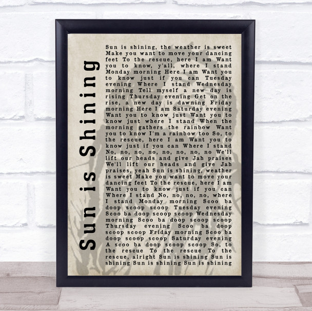 Bob Marley Sun is Shining Shadow Song Lyric Music Wall Art Print