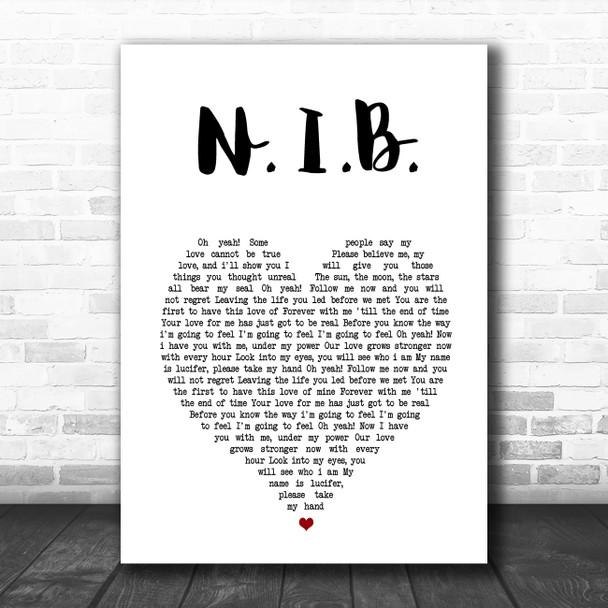 Black Sabbath N.I.B. White Heart Song Lyric Music Art Print