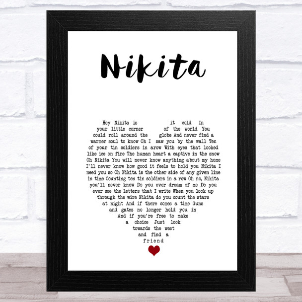 Elton John Nikita White Heart Song Lyric Music Art Print