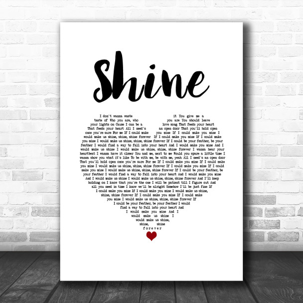 Gabrielle Shine White Heart Song Lyric Music Art Print