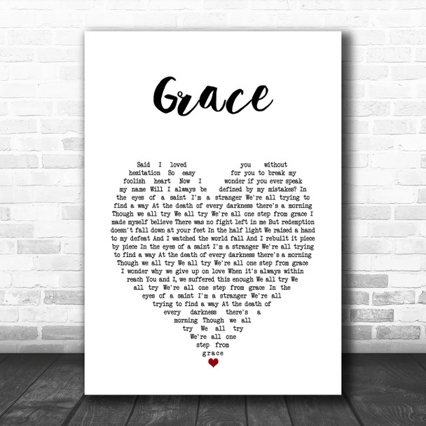 Rag'n'Bone Man Grace White Heart Song Lyric Music Art Print