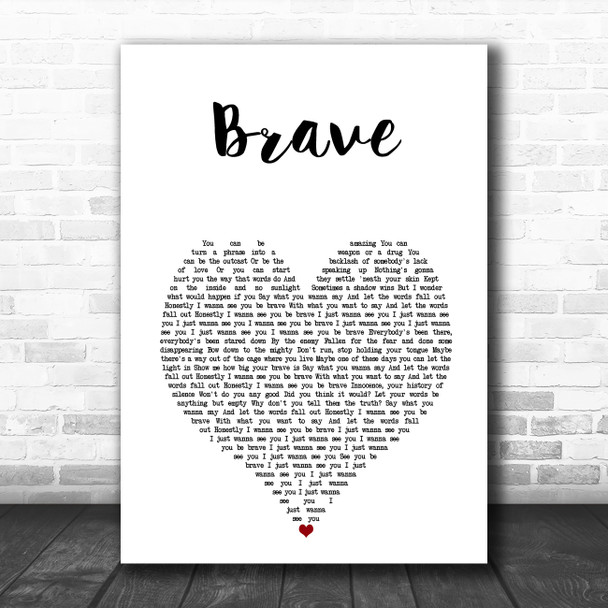 Sara Bareilles Brave White Heart Song Lyric Music Art Print