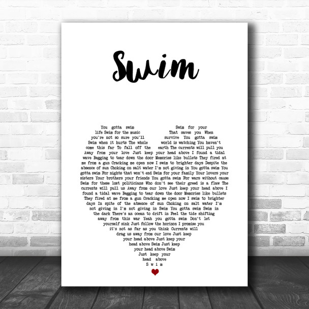 Jack's Mannequin Swim White Heart Song Lyric Music Art Print