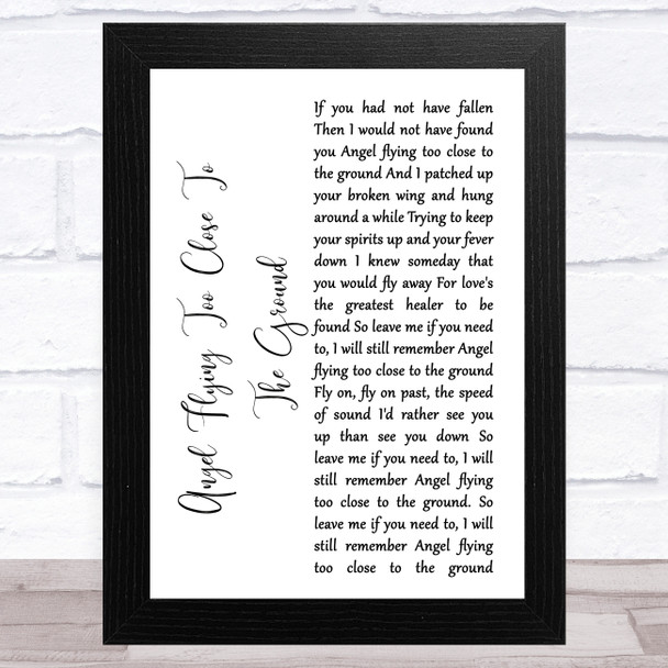 Willie Nelson Angel Flying Too Close To The Ground White Script Song Lyric Music Art Print