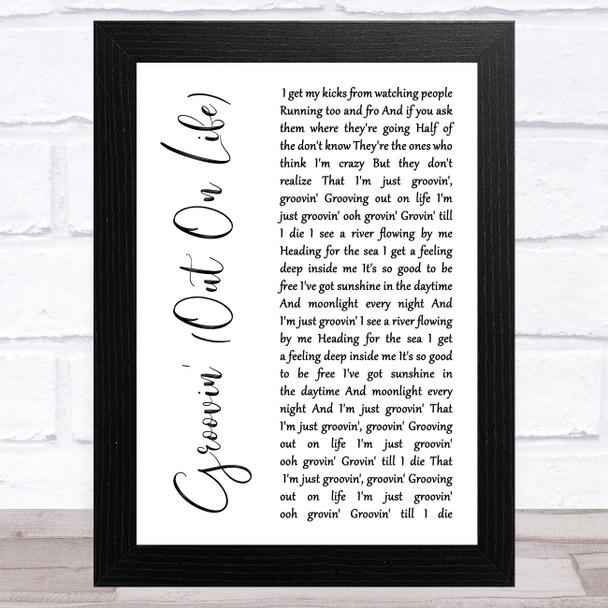 UB40 Groovin' (Out On Life) White Script Song Lyric Music Art Print