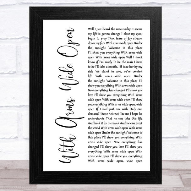 Creed With Arms Wide Open White Script Song Lyric Music Art Print