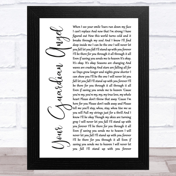 The Red Jumpsuit Apparatus Your Guardian Angel White Script Song Lyric Music Art Print