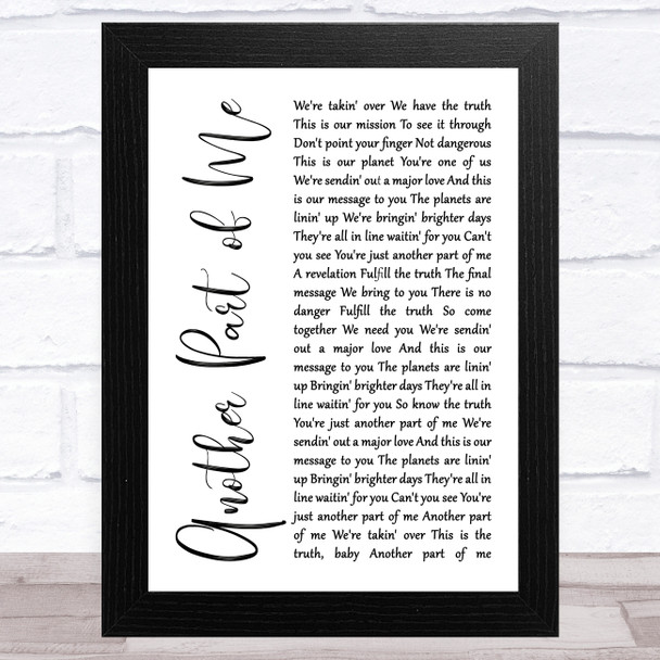 Michael Jackson Another Part of Me White Script Song Lyric Music Art Print