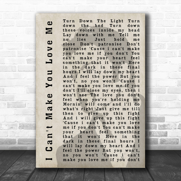 George Michael I Can't Make You Love Me Shadow Song Lyric Music Wall Art Print