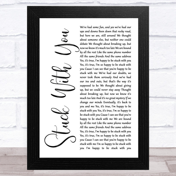 Huey Lewis And The News Stuck With You White Script Song Lyric Music Art Print