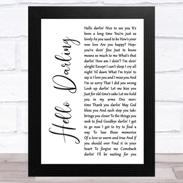 Conway Twitty Hello Darling White Script Song Lyric Music Art Print