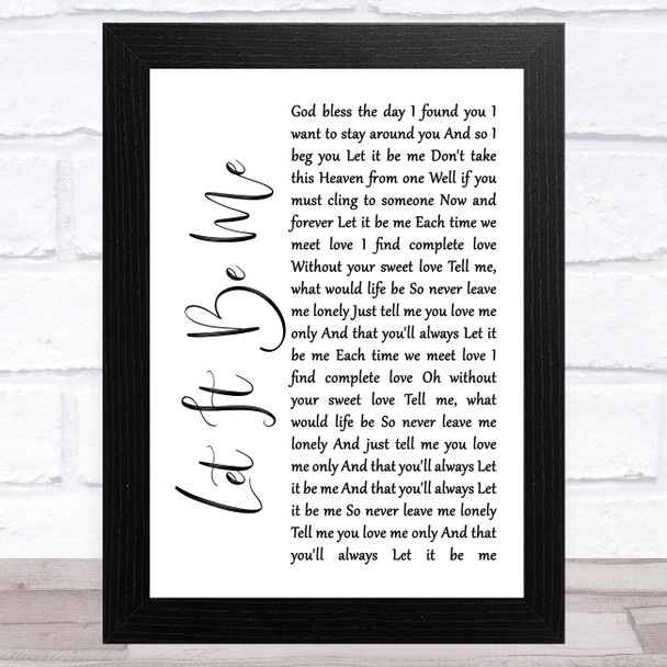 Elvis Presley Let It Be Me White Script Song Lyric Music Art Print