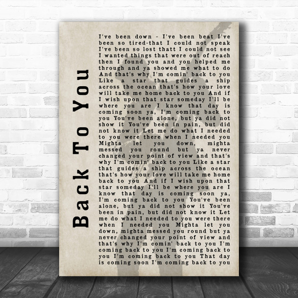 Bryan Adams Back To You Shadow Song Lyric Music Wall Art Print