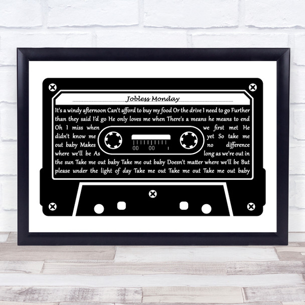 Mitski Jobless Monday Black & White Music Cassette Tape Song Lyric Art Print