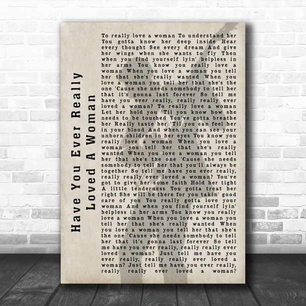 Bryan Adams Have You Ever Really Loved A Woman Shadow Song Lyric Music Wall Art Print