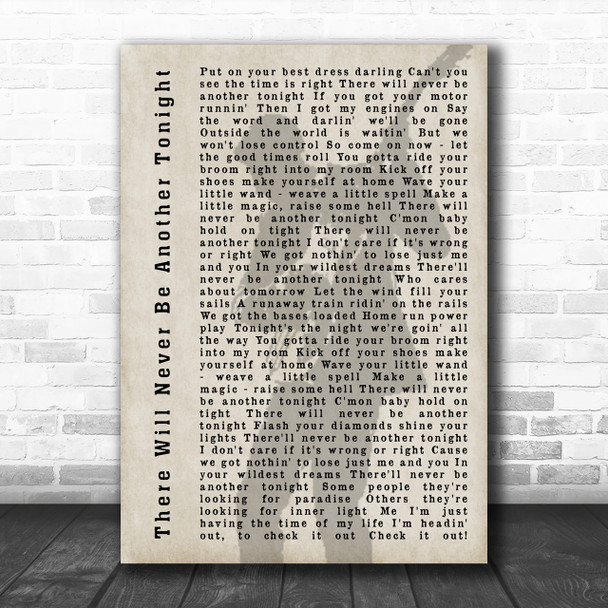 Bryan Adams There Will Never Be Another Tonight Shadow Song Lyric Music Wall Art Print