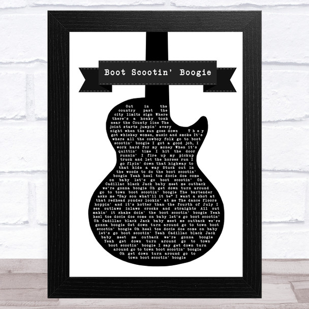 Brooks & Dunn Boot Scootin' Boogie Black & White Guitar Song Lyric Art Print