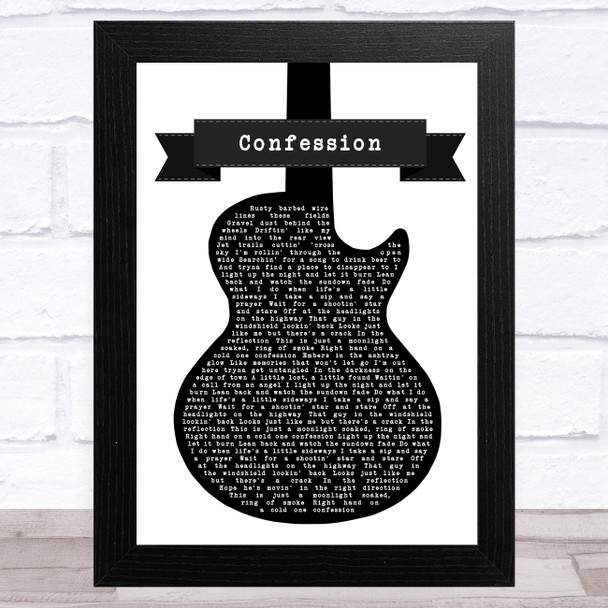 Florida Georgia Line Confession Black & White Guitar Song Lyric Art Print